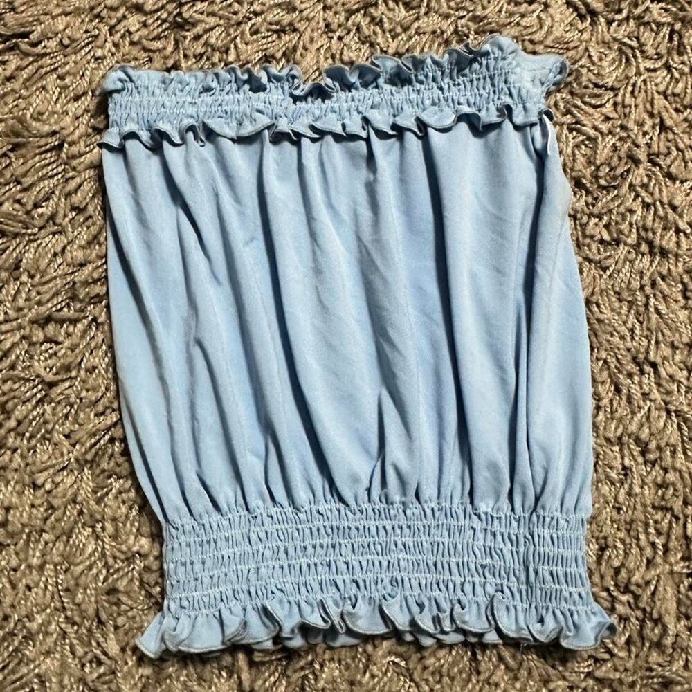 Y2K Baby Blue Boho Tube Top Size M